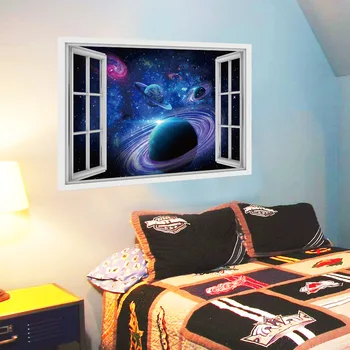 Karšto Parduoti 3D lango Žvaigždė Serijos Grindų, Sienų Lipduko Nuimamas Meno Kambario Dekoro Decal Astronomijos Visata