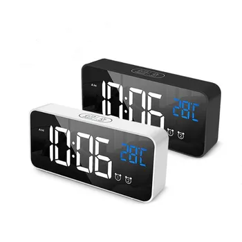 Muzikos Žadintuvas LED Skaitmeninis Laikrodis, 2 Signalizacijos Valdymo Balsu Atidėti Temperatūros Ekranas Reloj Despertador Skaitmeninės su USB Laidu