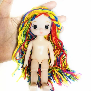 Bjd Doll, Pilnas Komplektas Žaislas 17CM Vata Plaukų Mergina, 12 Sąnarių Vaivorykštės Spalvų Lėlės Mergaitėms Mados Gražių vaikų Žaislų Mergaitėms Dovanų