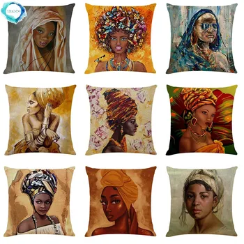 Afrikos Moterų Stiliaus Namų Dekoro Pagalvėlė Padengti Užvalkalas Medvilnės Skalbiniai Mesti Pagalvę Padengti Sofa-Dekoratyvinis Užvalkalas 45x45cm
