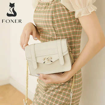 FOXER 2020 Mados korėjos Stiliaus Mergaičių Mažas Krepšys Elegantiškas Lauko Pažintys Petį Krepšys Moterims karvės odos Cross-body Bag