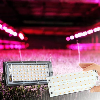 10vnt 50W LED Grow Light Visą Spektrą Chip 220V Phytolamp Augalų Palapinė Prožektorius Augalų Auginimo Lempos Lange Gėlių Daigai