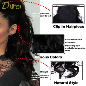DIFEI 22 colių Sintetinių Ilgi Banguoti plaukai surišti į uodegą Įrašą Plaukų priauginimas Wrap dėl Hairpieces Šukuosena Moterims