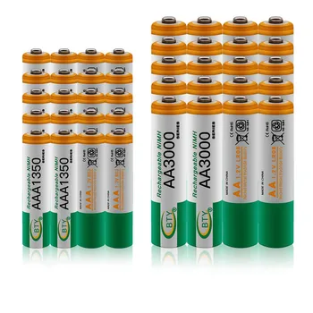Naujas 1.2 V AA 3000mAh NI-MH Baterijas+AAA baterija 1350 mAh Rechageable baterijos NI-MH 1.2 V AAA baterijos