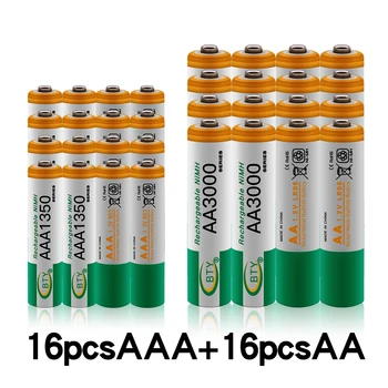 Naujas 1.2 V AA 3000mAh NI-MH Baterijas+AAA baterija 1350 mAh Rechageable baterijos NI-MH 1.2 V AAA baterijos