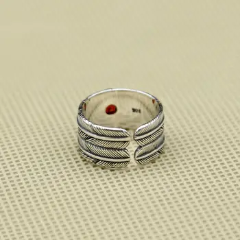 Nekilnojamojo 925 sterlingas sidabro plunksnos Derliaus reguliuojamas kojų draugystės Žiedas vyrams, moterims, fine jewelry G7