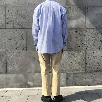 Vyrai Korėja, Japonija Streetwear Atsitiktinis Palaidų Juostele Ilgomis Rankovėmis Marškinėliai Vyrų Vintage Mados Jaunimo Marškinėliai