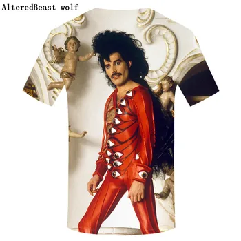 Juokinga 3d išraiškos Freddie Mercury atspausdinta marškinėliai Karalienė Marškinėliai Vyrams, Atsitiktinis Trumpas Rankovės O-kaklo Vyrų T-shirt Harajuku Viršūnės