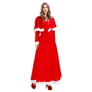 Moterų Drabužiai Nustatyti Kalėdų Kostiumai Raudona Suknelė Kalėdos Šalis Suknelė su Apsiaustu ir Moterims Drabužių Rudens ir Žiemos Apranga