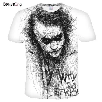 2020 naujas vyrų marškinėliai Eskizas klounas 3D Atspausdintas Marškinėliai Vyrams Joker Veido Atsitiktinis O-kaklo Vyrų marškinėlius Klounas Trumpas Rankovėmis viršūnes anekdotas