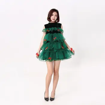 Suaugusiųjų Kalėdų Eglutė Kostiumas Kalėdų Girl Dress Helovinas Kostiumas Šalis Cosplay Žalia Naujųjų Metų Vakarą Suknelė