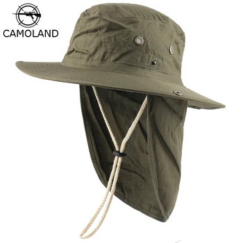 CAMOLAND Moterų Vasaros Saulės Skrybėlės Su Kaklo Atvartu Lauko UV Apsauga Žvejybos Hat Vyrų Kibirą Bžūp Platus Kraštų Pėsčiųjų Skrybėlės