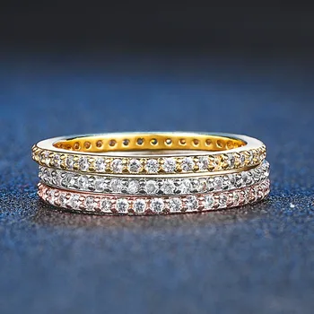 Mados 925 Sterlingas Sidabro Spalvos Žiedai Moterims 14K Rose Gold kalnų krištolas, Deimantas Žiedas Madinga Grupė Vestuvių Dalyvavimas Papuošalai