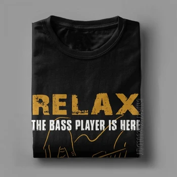 Vyrų Marškinėliai Bass PlayerRelax Bosas Žaidėjas Yra Čia Akustinių Elektrinės Gitaros Muzikos Įdomus Vyrų Marškinėlius Pagrindinio Tees Išgrynintas Medvilnės