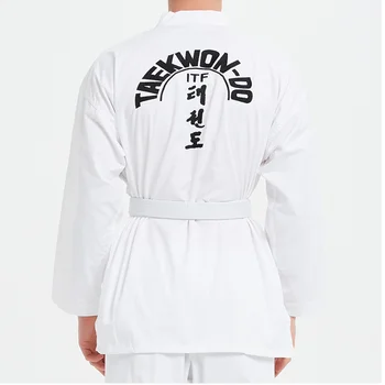 Professiona ITF Patvirtinti Balta Vienodas Taekwondo Studentų Doboks Kostiumo Kimono Kovos Meno Taekwondo Drabužius ilgomis Rankovėmis Fitneso Gi