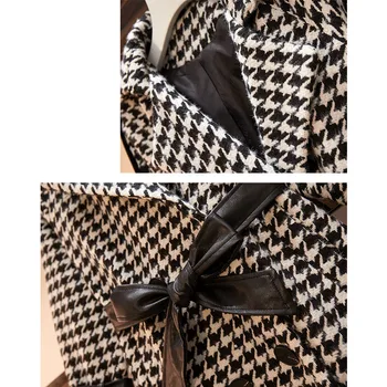 Rudenį, Žiemą Ilgi Paltai Moterims 2020 Atsitiktinis Plius Dydžio Pledas Dvigubo Breasted Vilnos Švarkai Striukė Moteriška Elegantiškas Overisze Outwear