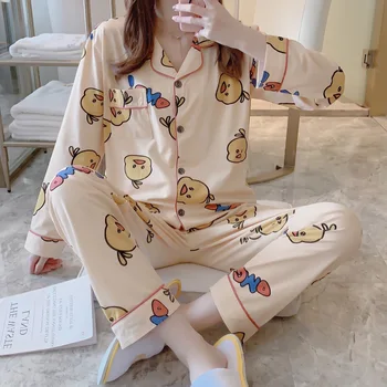 2020The naujų live transliacijos pavasario ir rudens laikotarpiu ir ilgomis rankovėmis megztinis atvartas moterų pižama lady leisurewear sui
