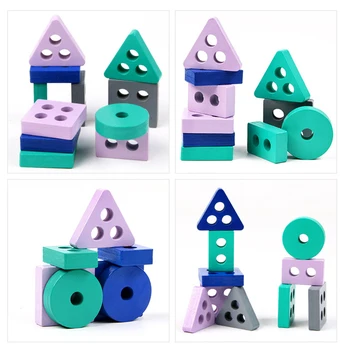 Mediniai Blokai Geometrinės Formos Porą Valdybos Modelį, Nustatyti Ankstyvojo Mokymosi Švietimo Žaislai Vaikams Kalėdų Vaikams Žaislai