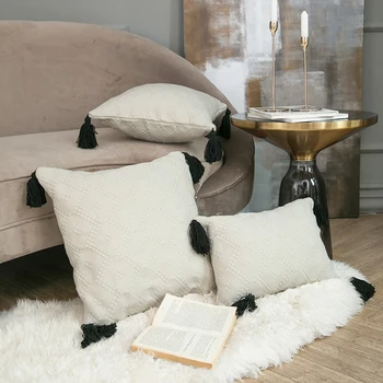 30x45/42x42/50x50cm Šiaurės kutas karolius, balta pagalvėlė padengti sofa megzti mesti užvalkalas už atlošo pagalvė pagalvėlės dangtis