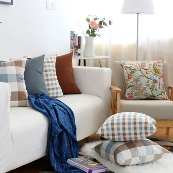 45X30/40/45/50/60cm paprasto šviesiai mėlyna ruda patikrinti spausdinti pagalvėlė padengti sofa grotelės pagalvės užvalkalą dekoratyvinis juosmens pagalvę padengti