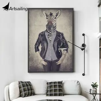 Šiuolaikinės Pop Art Šiaurės Zebra Galvos Moterų Kūno Nuotraukas Animacinių filmų Plakatą, Spausdina Sienos Meno Tapybos Drobės už Kambarį Namų Dekoro