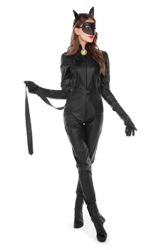 Naujos Juodos Odos Catwoman Kostiumas Naktinis Klubas Klubas Suaugusiųjų Catwoman Cosplay Jumpsuit, Pilnas Komplektas Costume