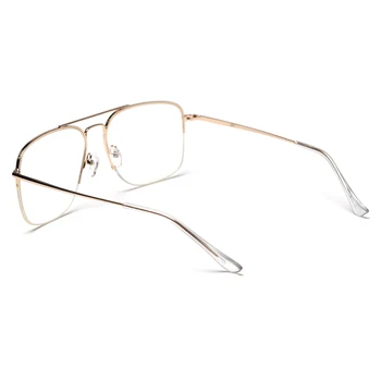 Peekaboo rose gold square akiniai vyrams, pusiau taškus metalo skaidraus lęšio pusė kadro optiniai stiklai moterų unisex aukštos kokybės