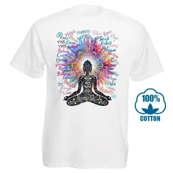 T-Shirt Namaste Buda Gėlės Teigiamą Kotiruočių Spalva Sprogimo 2019 Mados Medvilnės Slim Fit Viršuje Vientisos Spalvos Bendrovė Marškinėliai
