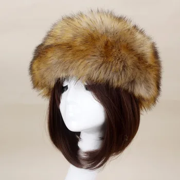 Žiemą Storas, Pūkuotas Hairband Purus Rusijos Dirbtiniais Kailiais Moterų Mergina Kailio Lankelis Skrybėlę Žiemos Lauko Earwarmer Slidinėjimo Skrybėlės Karšto