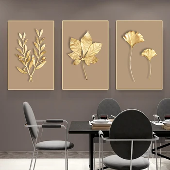 Golden Leaf Plakatai Abstrakčios Drobės Tapybos Šiaurės Stiliaus Namų Dekoro Nuotraukos Modernios Sienos Meno Spaudinius Estetinės Kambarį Freskos