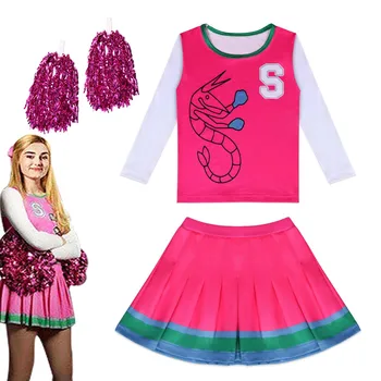 2020 m. Mergaičių Halloween Kostiumai Zombiai 2 Addison Cosplay Cheerleader Vaikai Viršūnes+sijonas Drabužių Nustatyti Išgalvotas Komplektai su Gėlių Kamuolys
