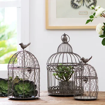 Europos retro paukštis narve kaustytomis geležies apdaila namo kambarį apdaila vitrinos birdcage dekoratyvinis