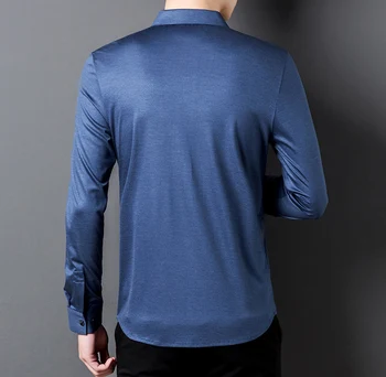 Rudenį Mens Marškinėliai Mados 2020 Šilko Marškiniai Vyrai Kokybės Verslo Palaidinė Su ilgomis Rankovėmis, Žalia Mens Office Marškinėliai Violetinė Mėlyna