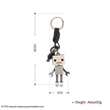 Nemokamas Pristatymas Mados Kūrybos Keychain Asmenybės Robotas Pakabukas Metalo Keychain Retro Vėjo Pynimo Odos Keychain