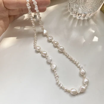 RIANCY retro natūralūs gėlo vandens baroko perlas karoliai moterų elegantiškas temperamentas paprasta clavicle grandinės moterų vestuvių dovana