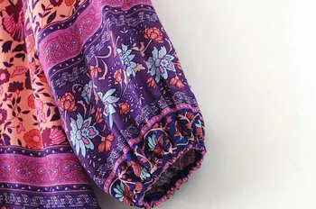 Vintage 70 Hipių Gėlių kombinezonai su Antkrūtiniais Mini SUKNELĖ INDIJA ETNINĖS Dashiki BOHO Suknelės Naujas