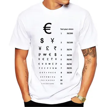 Valiutos simbolis Regėjimo aštrumas diagramos juokinga marškinėlius vyrų 2018 naujas baltos spalvos atsitiktinis creative cool homme high definition jokių klijų marškinėliai