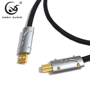 USB A-B female male kabelio tipas HiFi YIVIO 8 Core 7N OFC Sidabro Padengtą shield USB 2.0 XSSH garso USB3.0 Hifi Duomenų USB Laidas