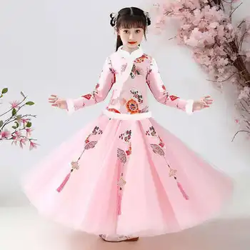 Tango Han Dinastijos Ming Senovės Vaikai Vaikai Hanfu Suknelė Kinų Naujųjų Metų Drabužių, Tradicinių Merginų Liaudies Šokių Kostiumai, Drabužiai