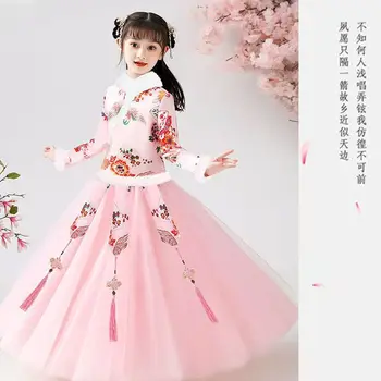 Tango Han Dinastijos Ming Senovės Vaikai Vaikai Hanfu Suknelė Kinų Naujųjų Metų Drabužių, Tradicinių Merginų Liaudies Šokių Kostiumai, Drabužiai