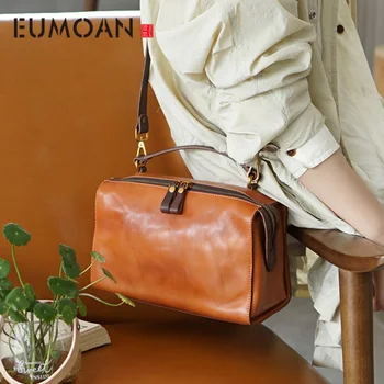 EUMOAN Retro odos cross-kūno maišelį, moterims, rankų darbo odinis paprasta vieno peties maišas, pagalvės krepšys