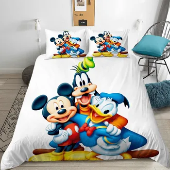 Mickey Patalynės Komplektas Disney Minine Pelės Mielas Antklode Padengti Užvalkalai Twin Visą Karalienė King Size Vaikams, Patalynė, Namų Tekstilės 3PCS