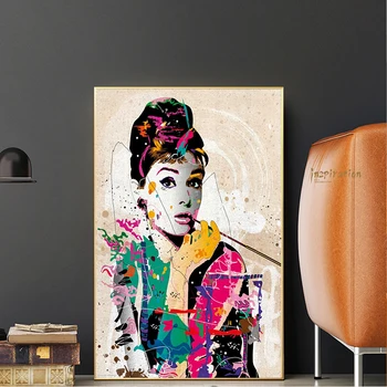 Audrey Hepburn Šiuolaikinės Abstrakčios Drobės Tapybos Modulinės Plakatai ir Spausdina Sienos Menas Nuotraukas Kambarį Cuadros Namų Dekoro