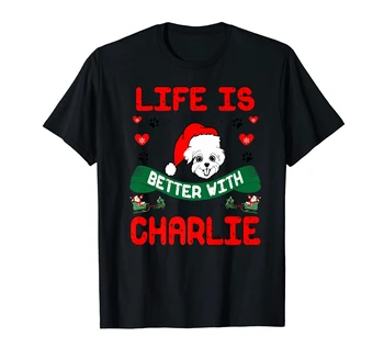 Šuo Kalėdų Dovana Su Charlie Havanese gyventi Yra Geriau Premium-T-Shirt-vyriški T-Shirt-Black