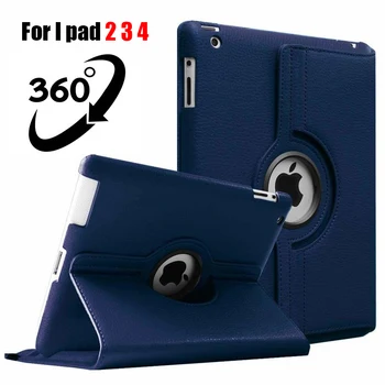 360 Laipsnių Besisukantis PU Odos Flip Cover Case for iPad 2 3 4 Atveju Stovėti Atvejų, Smart Tablet A1395 A1396 A1416 A1430 A1458 A1460
