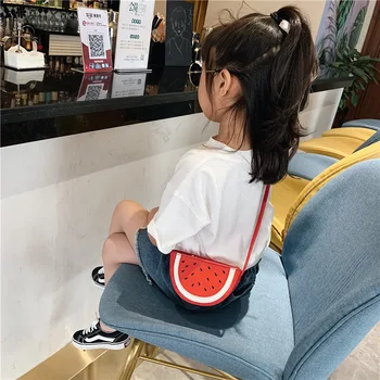 Mielas vaikų arbūzas pečių maišą nauja mergina pu odos vaisių įstrižainės maišelį animacinių filmų vaikas baby mini monetos rankinėje vaikų dovanų