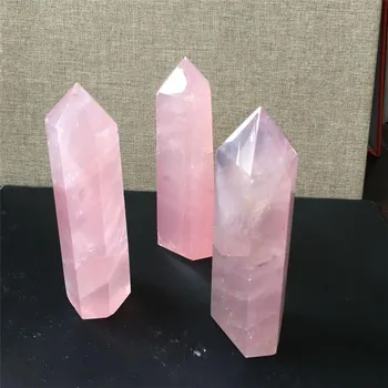 1pcs Gamtos Rock Rose Kvarco Kristalo Taško Gydymo Akmens Obeliskas Lazdelė Rožinė