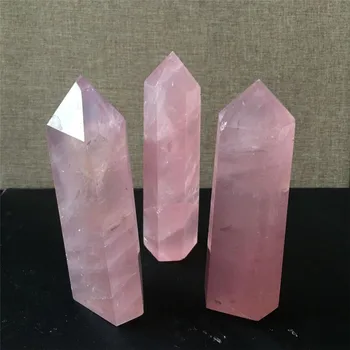 1pcs Gamtos Rock Rose Kvarco Kristalo Taško Gydymo Akmens Obeliskas Lazdelė Rožinė