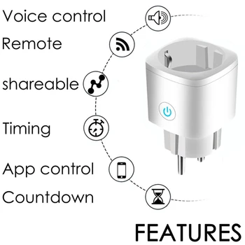 WIFI Smart Plug 16A ES WiFi kištukinis Lizdas Su Laiko APP Kontrolės,Suderinama Alexa 