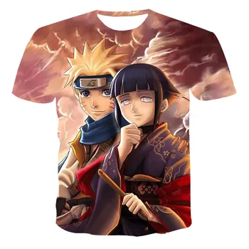 Nauja Japonų Anime Naruto Vasaros 3D Spausdinti Marškinėliai Kvėpuojantis Spandex Poliesteris Harajuku O-Kaklo 110-6XL